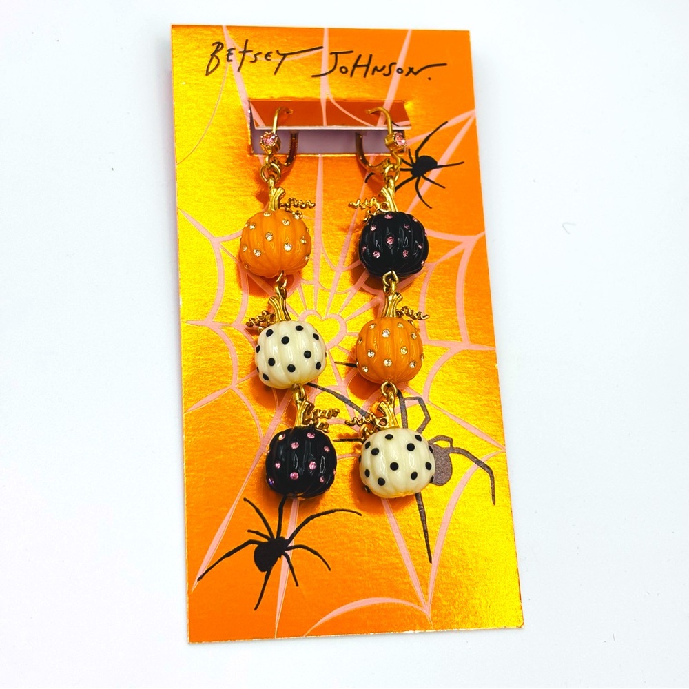 Betsey Johnson Faux-Stone Pretty Spooky Pumpkin Earrings